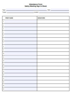 Free Blank Committee Meeting Sign In Sheet Template