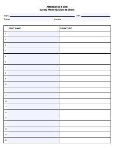 Free Blank Committee Meeting Sign In Sheet Template