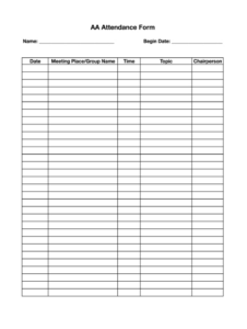 Free Blank Meeting Attendance Sign In Sheet Template Excel