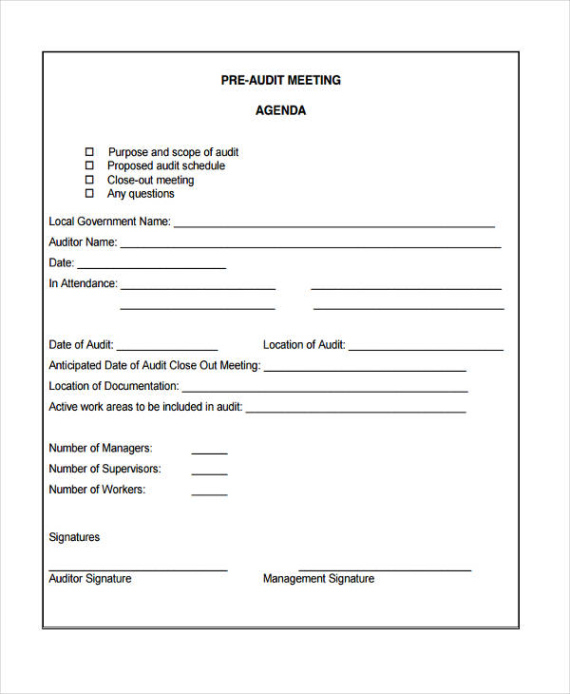 Free Editable Internal Audit Opening Meeting Template Doc