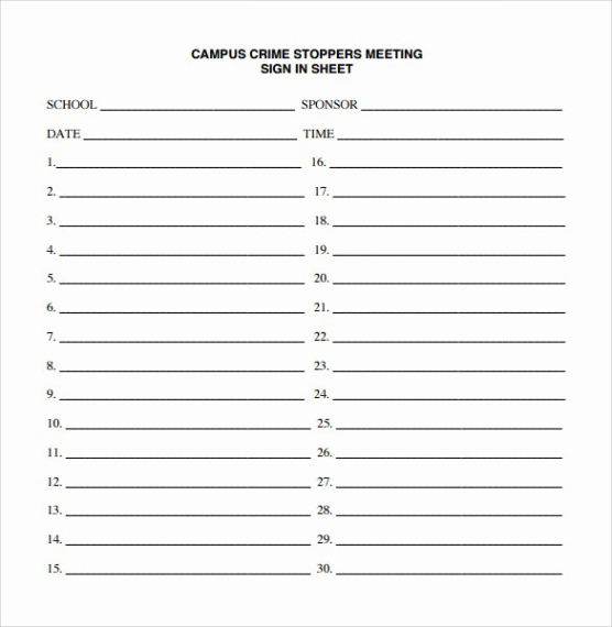 Free Printable Board Meeting Sign In Sheet Template Excel