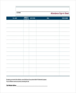 Free Printable Meeting Attendance Sign In Sheet Template Doc