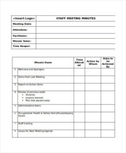 Free Printable Meeting Summary Action Items Template Sample