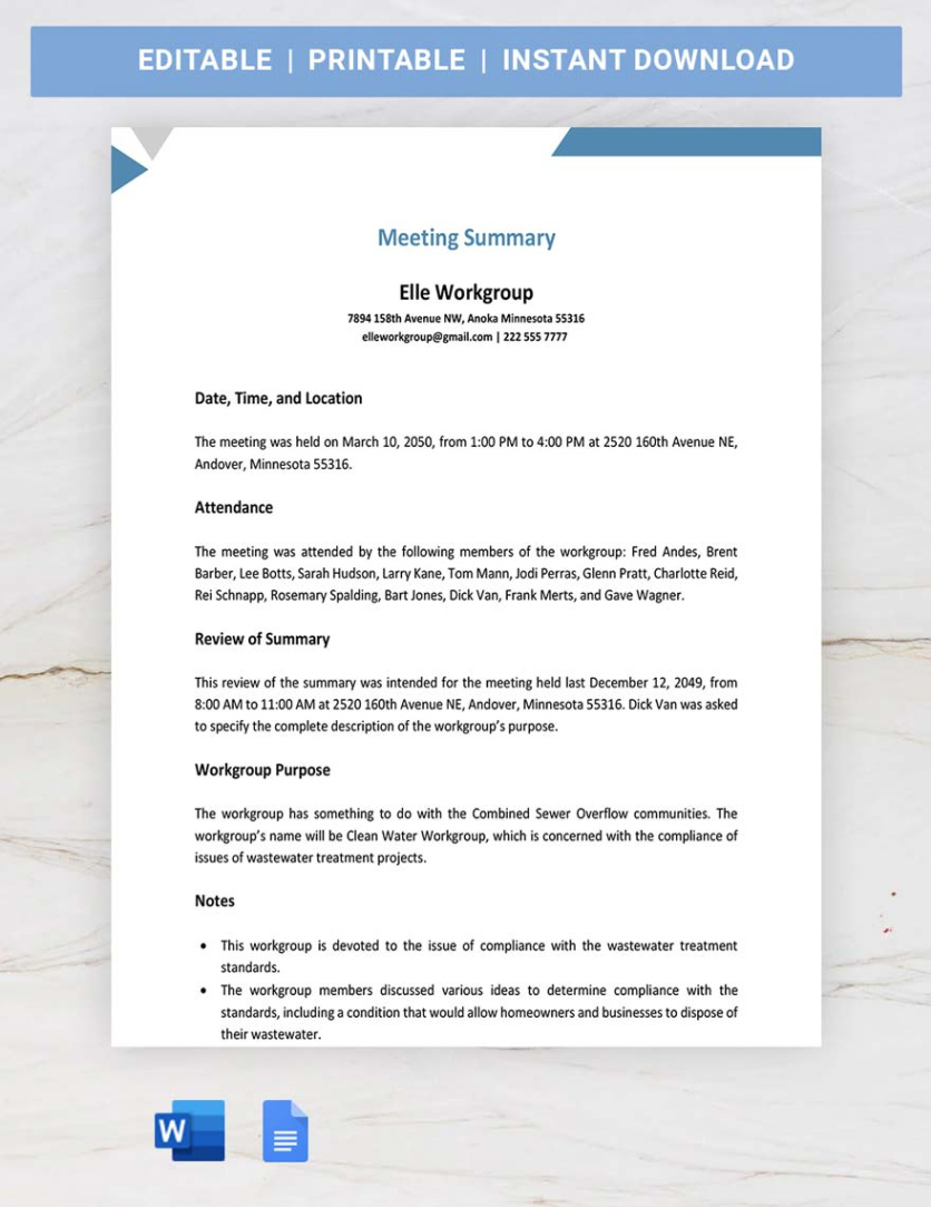 Free Sample Client Meeting Recap Template Doc