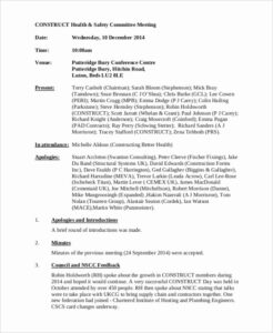 Free Sample Joint Worksite Health And Safety Committee Meeting Minutes Template Sample