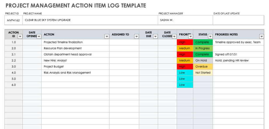 Free Sample Meeting Follow Up Action Items Template