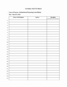 Printable Board Meeting Sign In Sheet Template