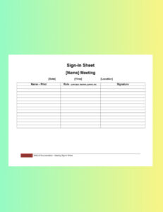 Printable Business Meeting Sign In Sheet Template Example