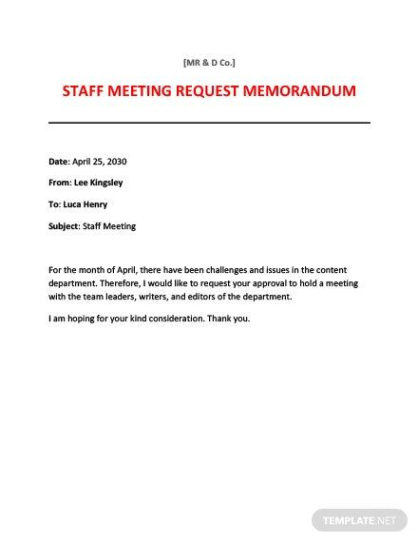 Printable Mandatory Staff Meeting Template