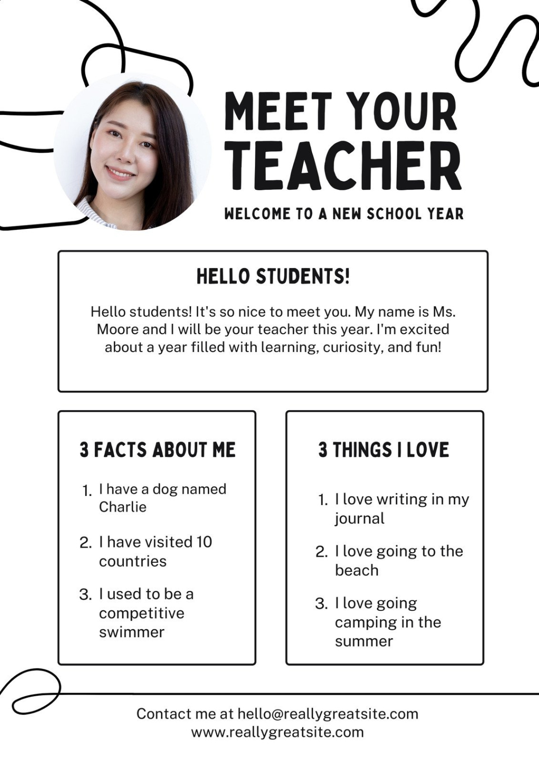 Printable Meet The Teacher Assistant Template Sample