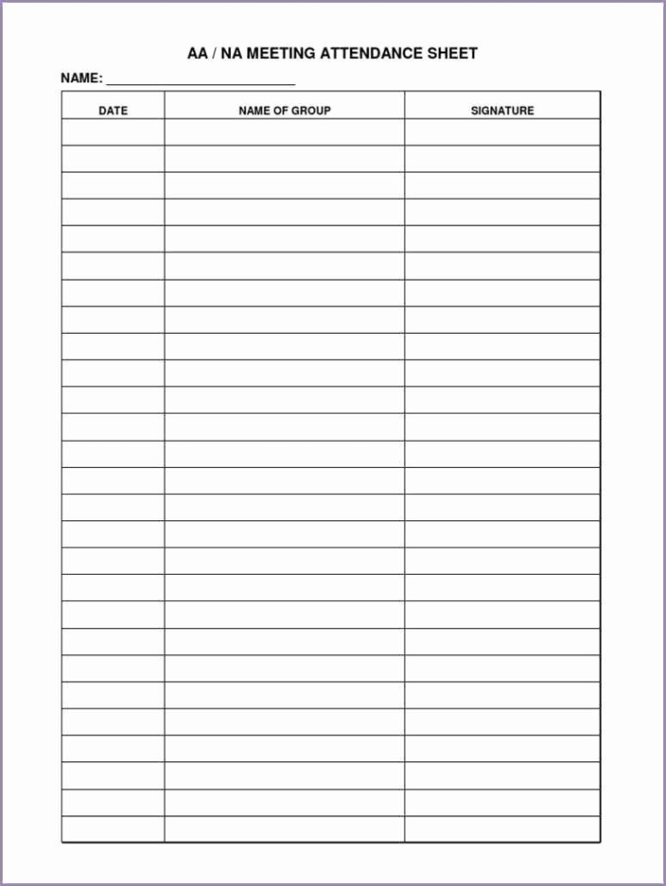 Printable Meeting Attendance Sign In Sheet Template Example