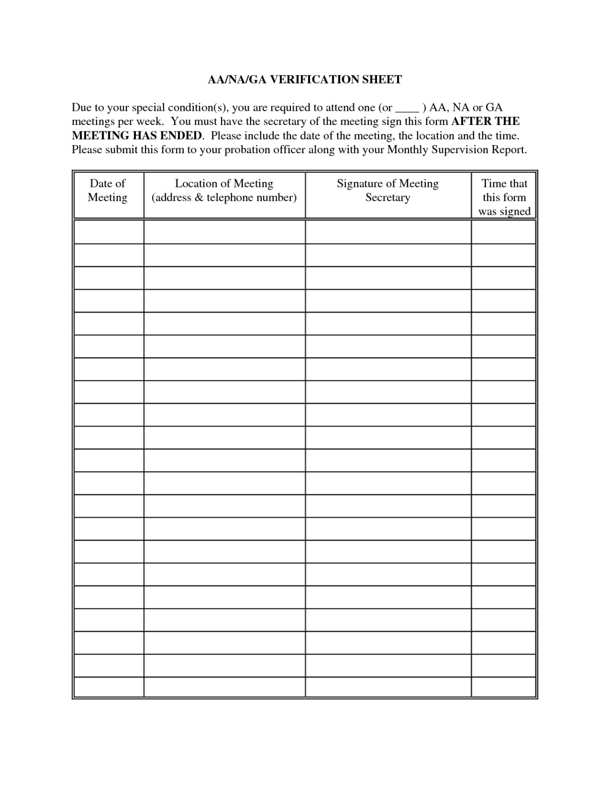 Printable Safety Meeting Sign In Sheet Template