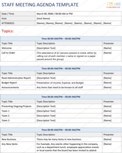 Printable Salon Staff Meeting Template Example