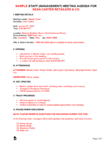 Printable Salon Staff Meeting Template Pdf