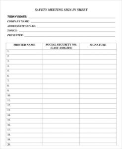 Sample Committee Meeting Sign In Sheet Template Excel