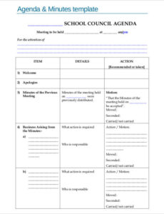 Blank Action Items Meeting Minutes Template Example