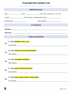 Blank All Staff Meeting Template Pdf