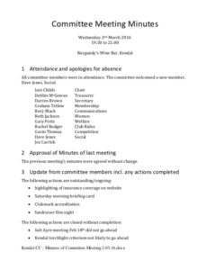 Blank Board Meeting Committee Report Template