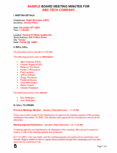 Blank Board Meeting Minutes With Action Items Template Pdf