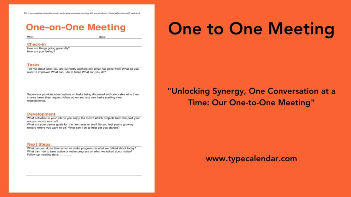 Blank First One On One Meeting With Employee Template Excel