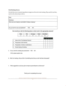 Blank Incorporating Feedback Into A Meeting Template Sample