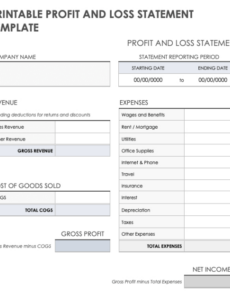 blank profit and loss statement template basic profit and loss statement template