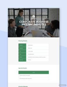 Editable Annual Corporate Meeting Minutes For Single Owner Template