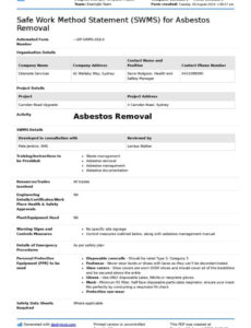 editable asbestos safe work method statement for asbestos removal etc safety work method statement template