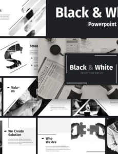 Editable Black White  Business Powerpoint Template  Presentation Template 75147 Black And White Presentation Template Pdf