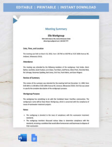 Editable Board Meeting Summary Template Pdf