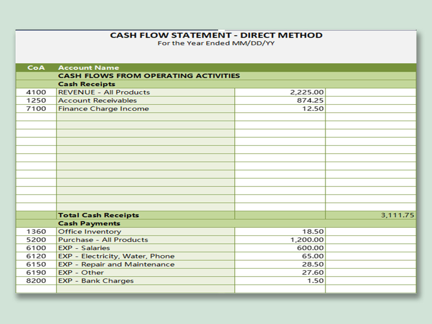 editable excel of cash flow reportxlsx  wps free templates personal cash flow statement template sample