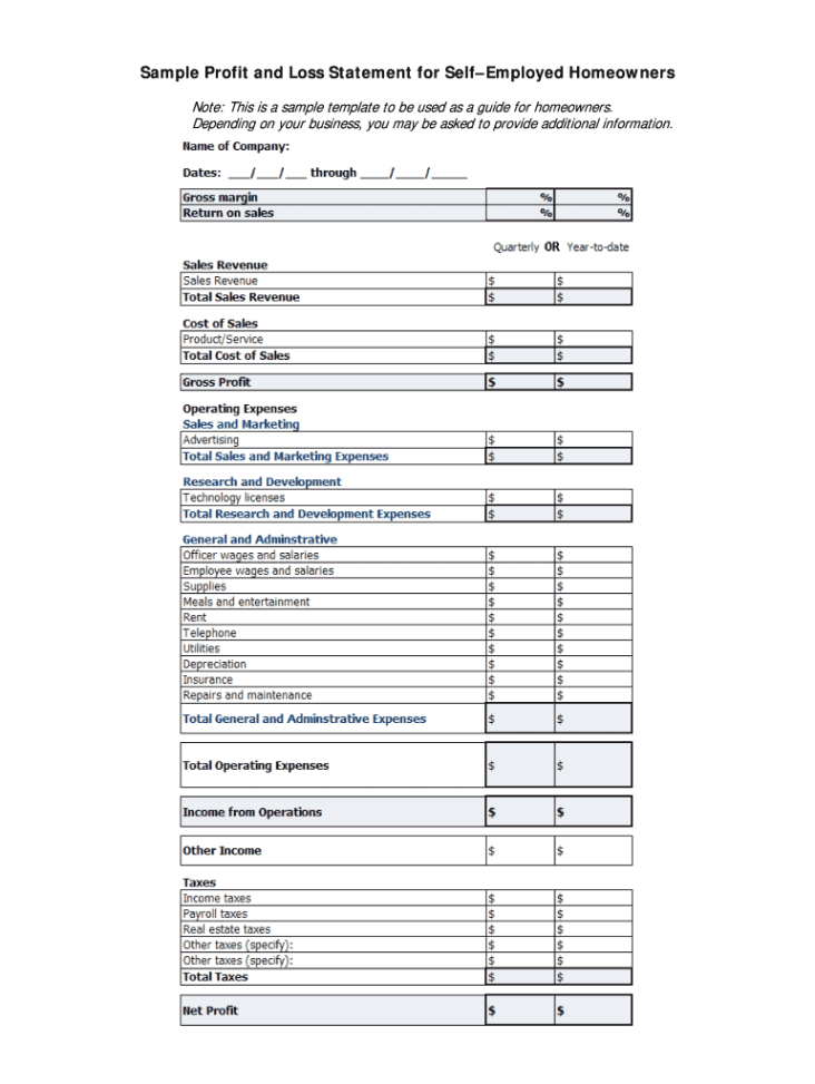 editable profit  loss statement sample  fill and sign printable template standard profit and loss statement template doc