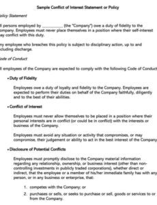 employee conflict of interest policy templates  word  pdf no conflict of interest statement template word