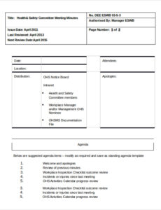 Free Blank Advisory Committee Meeting Minutes Template Example