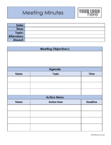 Free Blank Business Meeting Recap Template Example