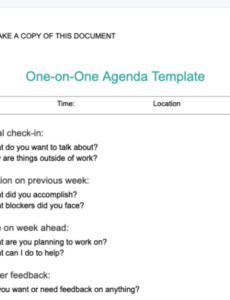 Free Blank Weekly Employee One On One Meeting Template Pdf