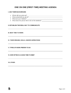 Free Editable Questions Employee One On One Meeting Template Excel