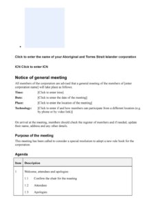 Free Printable Annual General Meeting Resolution Template Doc