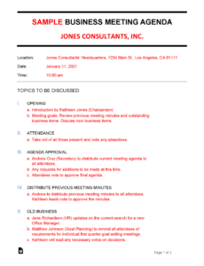 Free Printable Business Meeting Recap Template Doc