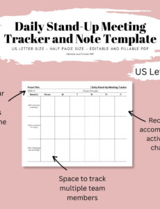 Free Printable Daily Stand Up Meeting Template Pdf