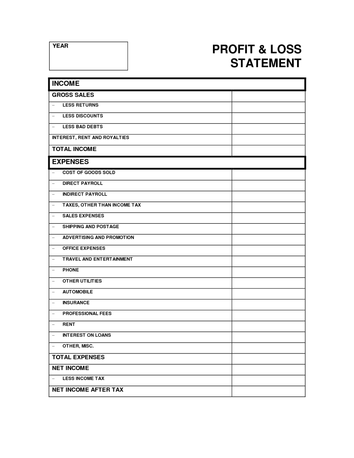 free profit and loss statement template — excelxo farm profit and loss statement template example