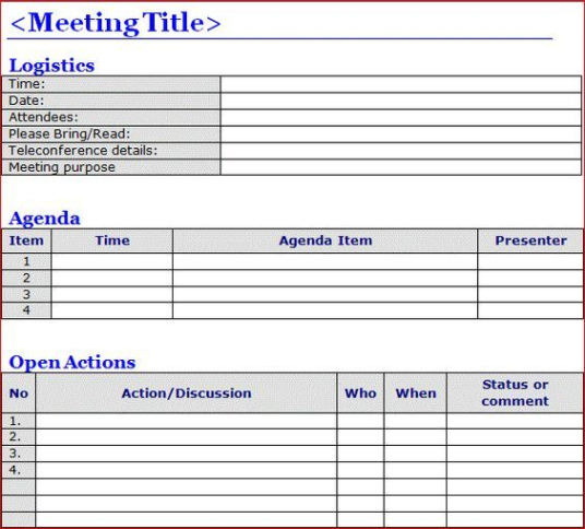 Free Sample Board Meeting Minutes With Action Items Template Word