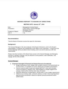 Free Sample Board Of Directors Meeting Template Pdf