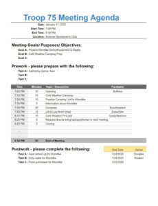 Free Sample Boy Scout Committee Meeting Minutes Template Sample