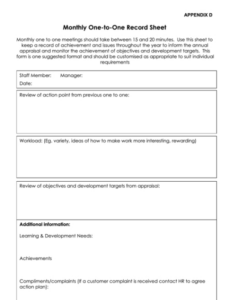 Free Sample Supervisor One On One Meeting Template Example