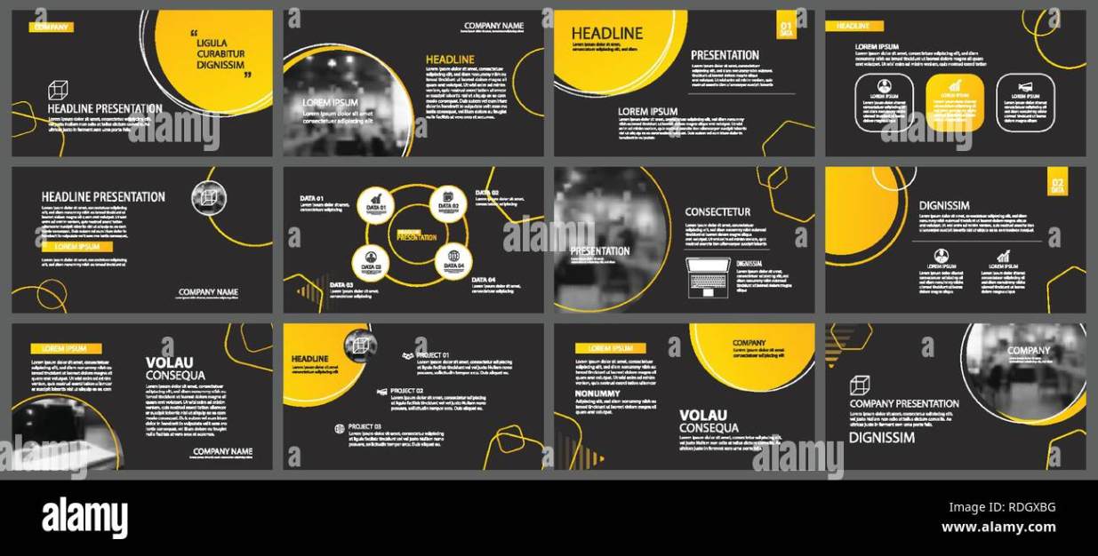 Presentation And Slide Layout Background Design Yellow And Black Circle Template Use For Black And Yellow Presentation Template Excel