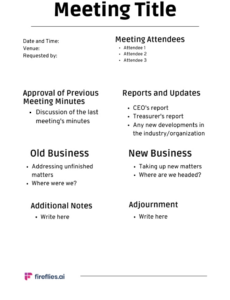 Printable Association Board Meeting Minutes Template Excel