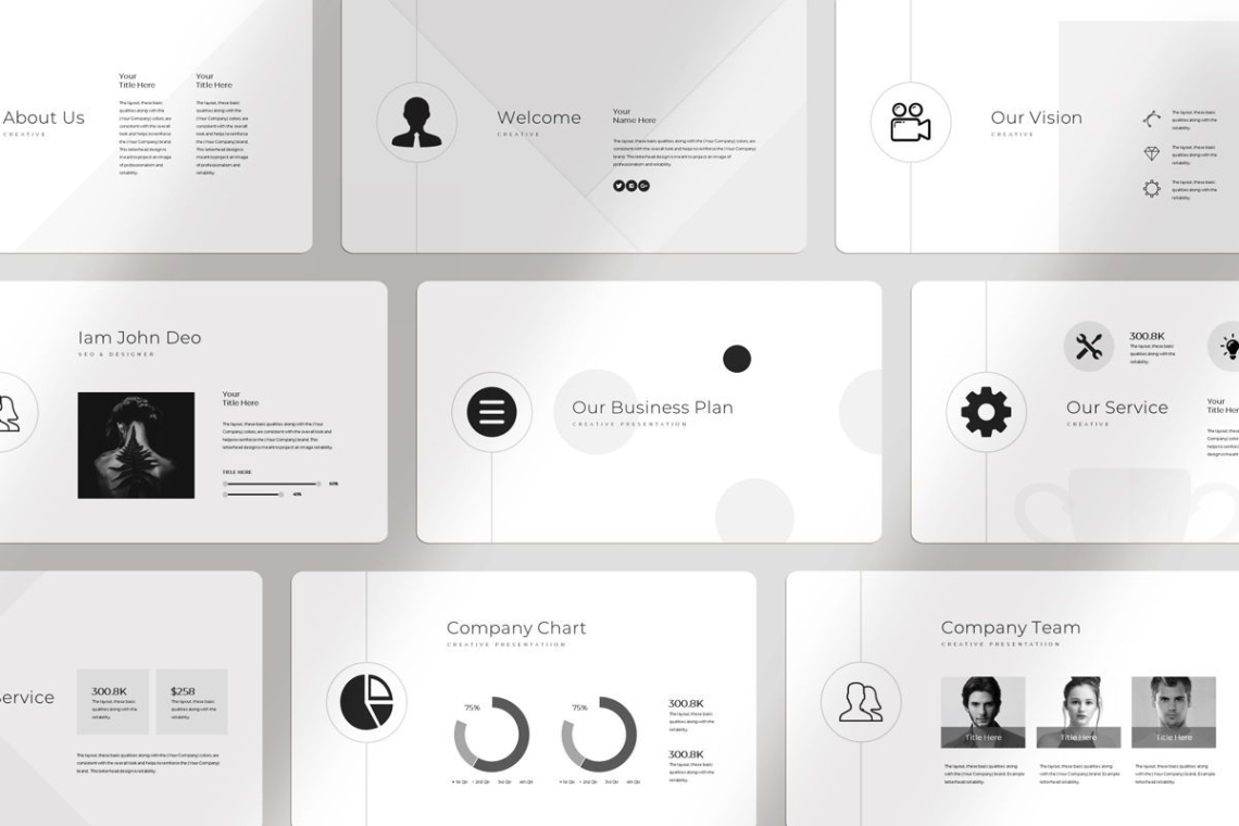 Printable Minimal Black And White Presentation Templatemonster  Vrogueco Black And White Presentation Template Excel