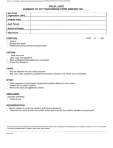 Sample Audit Entry Meeting Template Excel