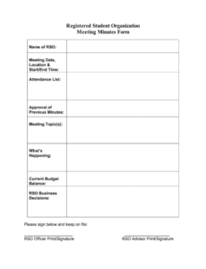 Sample Basic Board Meeting Minutes Template Excel